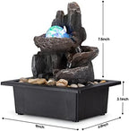 Tabletop Fountain Rotating Ball Rock Waterfall Fountain Office Tabletop Fountains for Home Office Decor Includes Many Natural River Rocks Decorated with Colorful Lights and Rolling Ball - Image 3