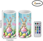 Flameless LED Candles with Remote Battery Operated Candles with Timer 2 Pack Outdoor Lanterns for Porch Pillar Lights for Home Decor, Happy Easter Rabbit Egg Print - Image 2