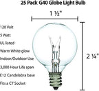 Abeja 50Ft Outdoor Patio String Lights with 53 Clear Globe G40 Bulbs, 5W, 120V,UL Certified for Patio Porch Backyard Deck Bistro Gazebos Pergolas Balcony Wedding Gathering Parties Markets Decor, Brown - Image 3