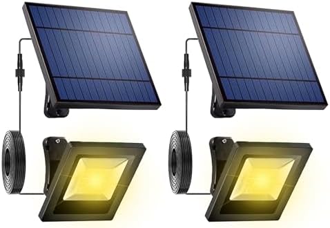 Solar Flood Lights Outdoor 3000K for Porch, Backyard, 2 Pack by OusamLED