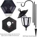 Dynaming 6 Pack Solar Flame Hanging Lights Outdoor, Halloween Solar Flickering Flame LED Garden Lanterns with 6 x 38 Inch Shepherd Hooks, Christmas Lighting for Lawn Patio Yard Pathway Driveway - Image 5