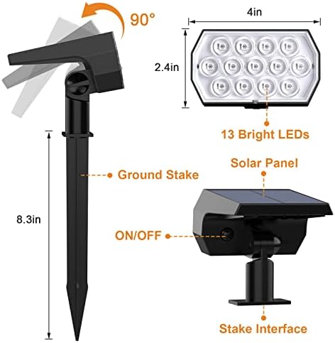 Solar Spot Lights Outdoor Waterproof Color Changing, 10 Pack, 13 LED RGB - Image 4