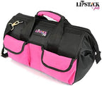 18-Inch Multi-Purpose Zip-Top Pink Storage Wide Mouth Tool Bag Organizer. Great for Home Improvement/Contractors Tools. Heavy Duty Storage Pockets and Shoulder Strap. - Image 2