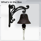 Cast Iron Dinner Bell with Rope and Bracket, Rustic Outdoor Dinner Bell for Farmhouse, Vintage Metal Doorbell, Wall Mounted Decorative Bell for Porch, Garden, Patio, 5.5 x 4.5 in / 14 x 11.3 cm - Image 2