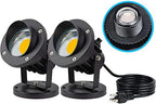 SUNVIE 20W Spot Lights Outdoor with Photocell Sensor, Dusk to Dawn LED Landscape Spotlights, Waterproof 120V 2000LM 3000K Landscape Lighting for Yard Flag Tree Garden 6 FT US 3-Plug in Cord, 2 Pack by SUNVIE