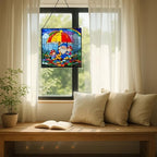 Gnome with Umbrella Stained Glass Suncatcher – Square Hanging Window Panel for Home, Garden, Nursery, Halloween, Christmas, Memorial Day – Whimsical Glass Art Gift for Gnome Lovers ovpj1u - Image 7