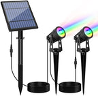 APONUO Metal Solar Spot Lights Outdoor with 9.8ft Cable Solar Powered Landscape Lighting Low Voltage IP65 Waterproof Auto On/Off for Outside Garden Yard Landscape Pathway Garage-Multicolor(2-in-1) by APONUO