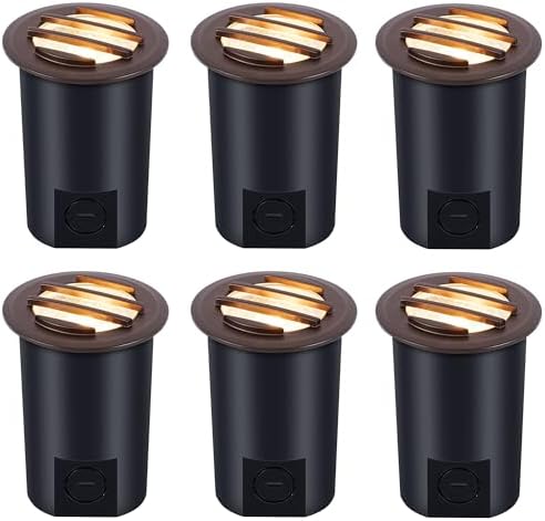 CLOUDY BAY [6 Pack] 9W Low Voltage Landscape Lights,LED Well Lights,Grated Top,12V-24V Waterproof Outdoor,2700K/3000K/3500K/4000K/5000K In Ground Lights for Fence Pathway Deck,Bronze by CLOUDYBAY