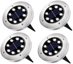 Solar Ground Lights, Solar Garden Lights, 8 Wick Warm Light Outdoor Solar Disk Lights, Waterproof In-Ground Lights, Landscape Lights for Pathway, Yard, Deck, Patio, Walkway, 4 Packs Cold White by Unknown