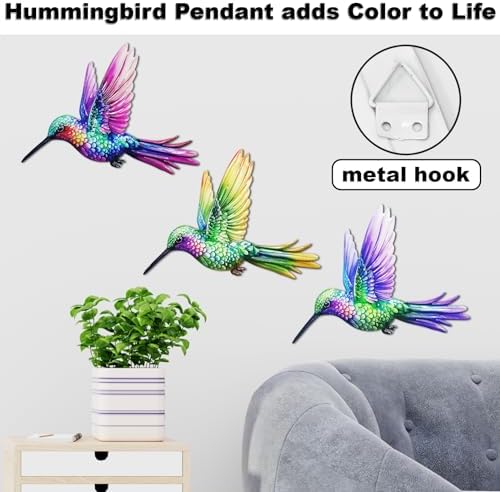 John's Studio 3Pcs Metal Hummingbird Wall Decor Outdoor Garden Hanging Art Sculptures Home Theme Decorations for Kitchen Bathroom and Pool - Image 6