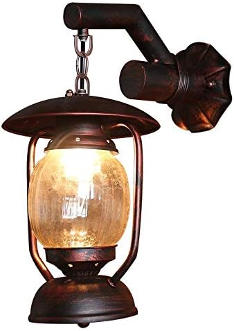 American Country Barn Lantern Iron Glass Lampshade Kerosene Oil Wall Light Antique Metal Aisle Dining Room Cafe Bar Wall Lamp Fixtures Vintage Industrial Loft Wall Sconce by Unknown