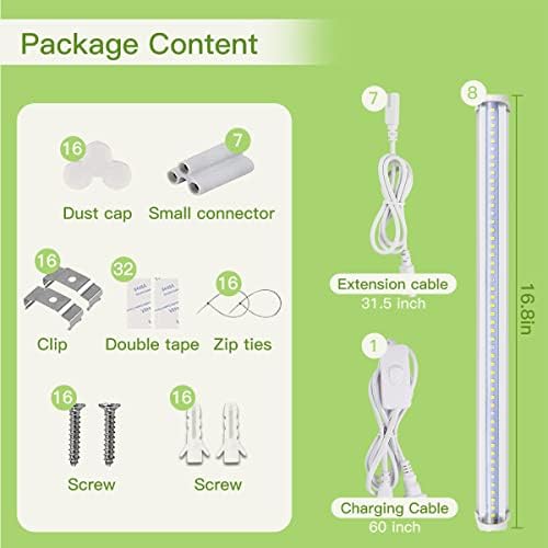 GYTF T5 Grow Lights, 408 LED-Bulb White Full Spectrum High PPFD Plant Light Strips for Indoor Plants Growing, Greenhouse, Seeds Starting, Succulents, Expandable Design (8x10W, 400W Equivalent) - Image 7