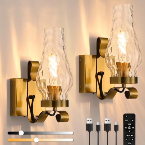 Vintage Battery Operated Wall Sconces Set of 2, Rustic Wall Lights by EIDEARAYHomeLighting