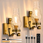 Vintage Battery Operated Wall Sconces Set of 2, Rustic Wall Lights by EIDEARAYHomeLighting