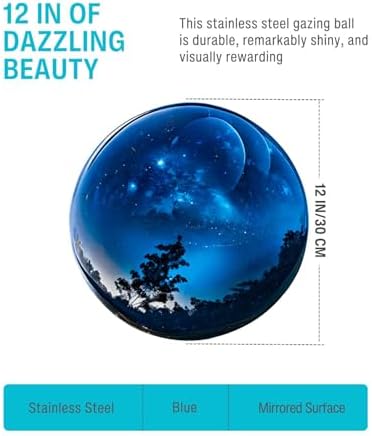 12 Inch Stainless Steel Gazing Ball, Blue Mirror Sphere for Garden Décor - Image 2