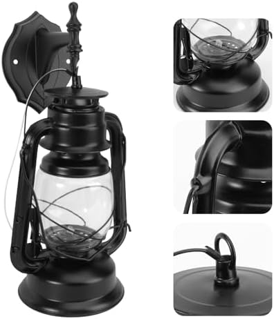 Homoyoyo Vintage Retro Wall Lamp Black Metal Kerosene Style Lantern Wall Light for Restaurant and Bedroom Indoor Decorative Sconce Without Bulb - Image 3