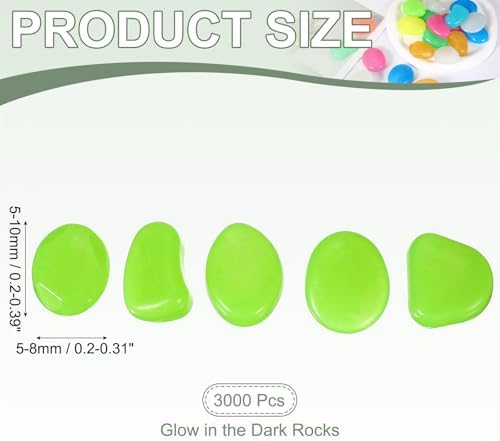 Glow in the Dark Stones Luminous Pebbles Light Up 3000Pcs Green - Image 2