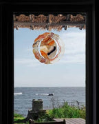 Wind Spinners for Yard and Garden Abstract Orange White Brown Marble Wind Spinner Modern Art 3D Hanging Metal Stainless Steel Wind Sculptures Indoor Outdoor Patio Decor Ornament 12 Inch - Image 3