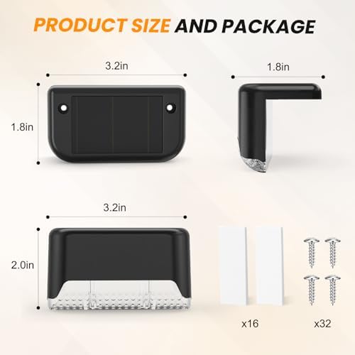 APONUO Solar Deck Lights 16 Pack, Solar Lights Outdoor Waterproof Led Solar Step Lights for Outside Stairs,Fence,Backyard,Patio（Warm White） - Image 7