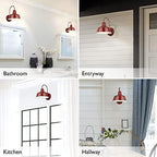Design House Mason Farmhouse Gooseneck Barn Light, Outdoor Exterior Porch or Patio Wall Light Fixture, Rustic Red, 8 Inch Diameter, 1-Pack, 520559 - Image 3