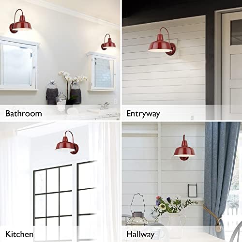 Design House Mason Farmhouse Gooseneck Barn Light, Outdoor Exterior Porch or Patio Wall Light Fixture, Rustic Red, 8 Inch Diameter, 1-Pack, 520559 - Image 3