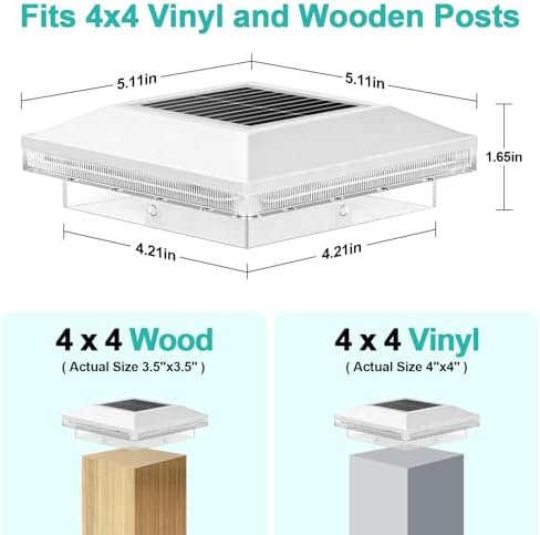 Brightever 4x4 Solar Post Cap Lights, 12 Pack White Solar Post Cap Lights - Image 5