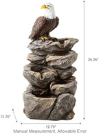 Glitzhome Outdoor Water Fountain with Lights, 4-Tiered Eagel Outdoor Fountain, 25.25" H Polyresin Decorative Waterfall Feature Garden Fountain with Pump for Garden, Patio, Yard, Deck, Porch Decor - Image 3