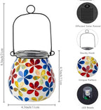 Stargarden 4Pack Mosaic Solar Lanterns, Flower Glass Hanging Lantern - Image 5