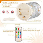 ALAZA Marble Textures Flameless Candles, LED Pillar Candles with Remote Timer, Battery Operated Candles Set of 2 - Image 6