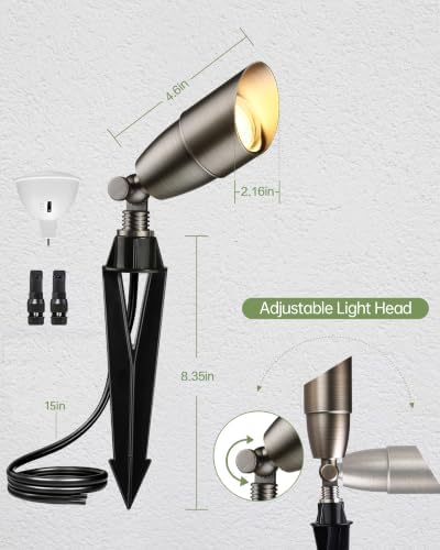 LITFIT 4Pack Brass Low Voltage Landscape Spotlight, 3CCT MR16 Bulb Included - Image 4