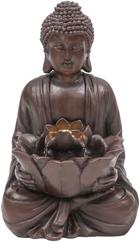 Zen Buddha Water Fountain Outdoor, 19" H Handcrafted Buddha Statue Water Feature with Soothing Waterfalls & Lights, Peaceful Oasis for Garden Patio Yard Deck Living Room Floor Tabletop Decor - Image 5