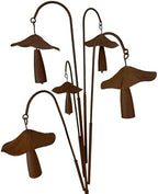 Mushroom Garden Rain Bell Stake, 30 Inch Brown Metal Sculpture - Image 2