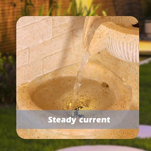 4-Tier Outdoor Indoor Water Feature Fountain, 32" H Indoor Cascading Waterfall with 3 LED Lights, Floor Standing Garden Fountain for Garden, Deck, Backyard, Patio, Yard (Yellow) - Image 3