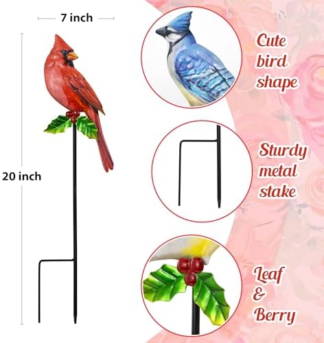 3 Pack Metal Bird Garden Stakes 20in Rustproof Yard Art Outdoor Decor - Image 5