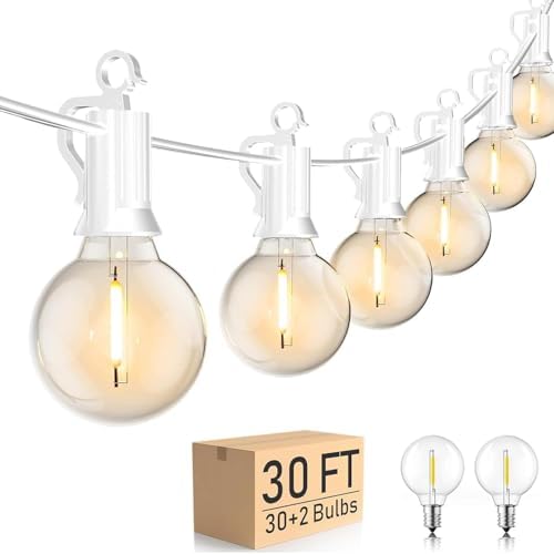 Brightown 30 FT Outdoor String Lights - Commercial Globe Patio Lights with 30 G40 LED Shatterproof Bulbs, Waterproof Connectable Hanging Light for Backyard Bistro Porch Cafe Deck by Brightown