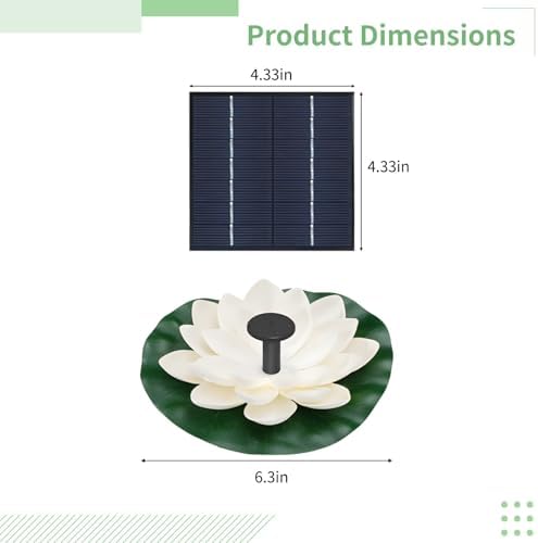 Solar Fountain Floating, Lotus Garden Decor Outdoor, Pet Plus Monocrystalline Silicon, Nozzle Kit Customizable, As well as Birdbaths Ideal - Image 3