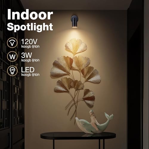 SUNVIE 2 Pack LED 120V SpotLights Indoor, 3W Up Lights Floor Spotlight, 3000K Uplights Indoor Accent Lighting for Plants Pictures Artwork, 5.9 FT Cord with Foot Switch - Image 2