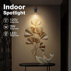 SUNVIE 2 Pack LED 120V SpotLights Indoor, 3W Up Lights Floor Spotlight, 3000K Uplights Indoor Accent Lighting for Plants Pictures Artwork, 5.9 FT Cord with Foot Switch - Image 2