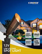 COLOER 12 Pack Brass Landscape Spotlights Outdoor with 5W MR16 Bronze(102B) - Image 2
