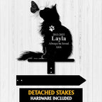 Custom Longhair Cat Memorial Stake, Always Be Loved Cat with Butterfly Grave Marker, Personalized Pet Loss Gift Metal Garden Plaque (Cat With Butterfly) - Image 3