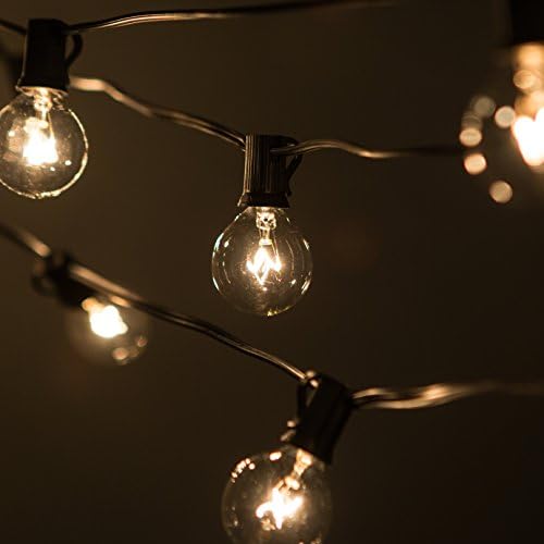 100 Foot Globe String Lights - 105 G40 Clear Bulbs (5 Extra) - Black Wire - Image 3
