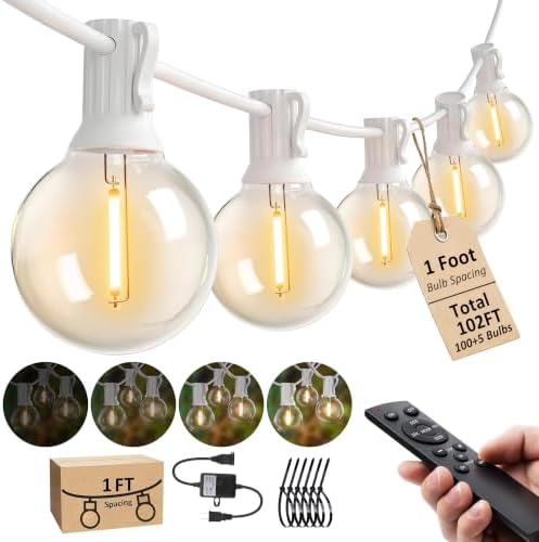 Outdoor-String-Lights with Remote 102FT Waterproof lights for Outside Patio by Lifeisgood