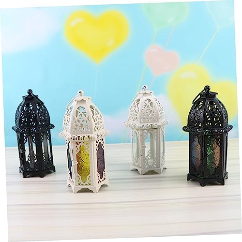 Iron Candle Lantern 2pcs Black Iron and Glass Xmas Hanging - Image 4
