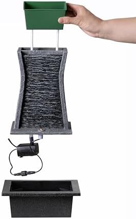 GOSSI Tabletop Water Fountain with LED Lights, Indoor Waterfall Fountain for Home Office Bedroom Decor, Includes Plastic Pots for Plant Growing, Relaxation Desk Accessory (24285) - Image 6