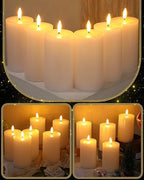 VIHOSE 6 Pack White Flameless Candles Set with Remote and Timer Flickering Flameless Battery Candles Flat Top LED Pillar for Wedding Outdoor Home Festival Decoration(D 3" H 5") - Image 3
