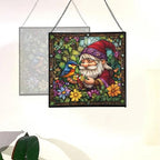 Gnome Making Flower Crowns Stained Glass Suncatcher – Square Hanging Window Panel for Home or Greenhouse – Whimsical Glass Art Gift for Garden Lovers, Christmas, Halloween, Father Days 4xTfjK - Image 4