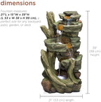 Alpine Corporation TZL292 Outdoor Floor Cascading Stone Tower Fountain, Garden Fountain with Natural Stone Look 40", Gray - Image 3
