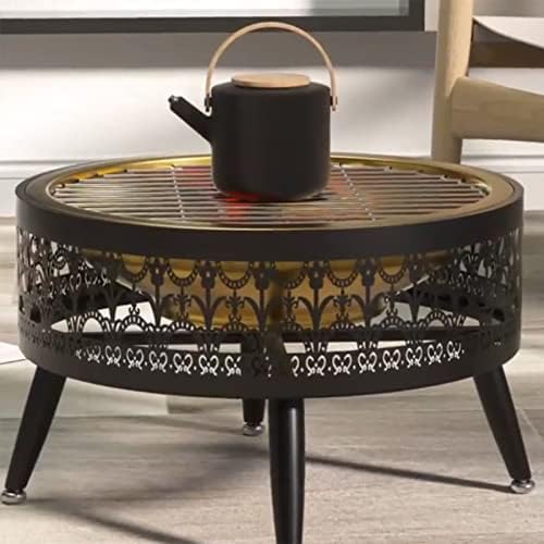 LXLZYXSF Wood Burning Fire Pit Bowl with Table Top, Round Tea Table, Metal Fire Basin for Outdoor Indoor Yard Garden Deck Porch Living Room Patio (Color : B, Size : 52.5cm/20.6inch Wide) - Image 6
