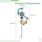 Solar Wind Spinner Peacock Windmill, Outdoor Kinetic Metal Art Sculpture with Jewel Accents, Decorative Peacock Stake Light for Garden, Lawn, Yard - Image 2