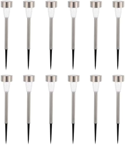 12pcs Solar Powered Path Lights Stainless Steel Waterproof for Yard Garden by STAHAD